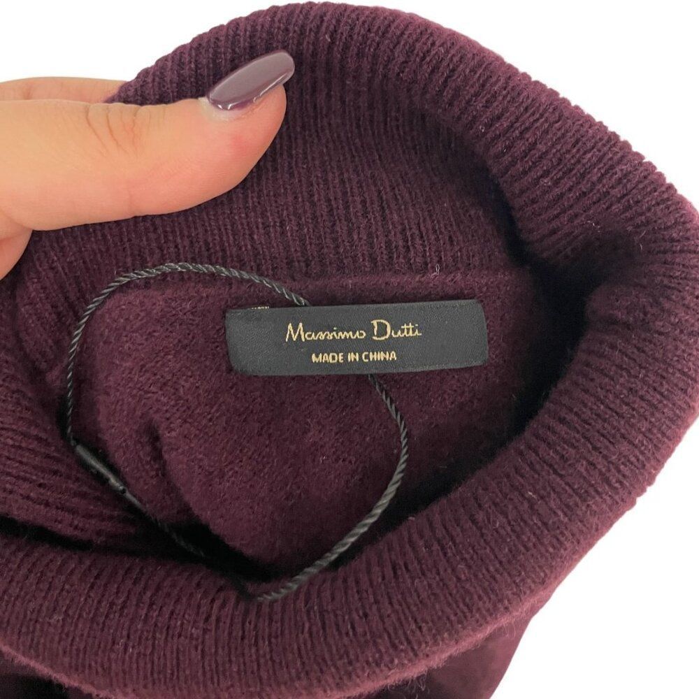 Massimo Dutti Womens Sweater Size L Red Turtleneck Cashmere wool 5721/620 NWOT - Picture 3 of 12